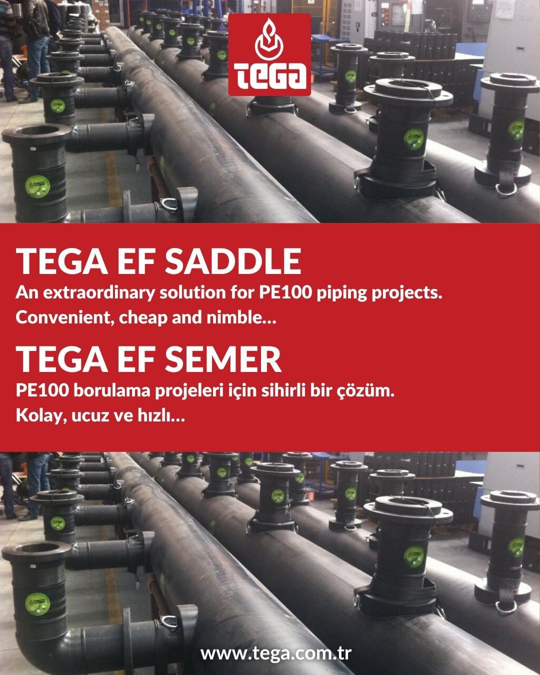 Tega | TEGA EF Saddle An extraordinary solution for PE100 piping projects. Convenient, cheap and nimble…